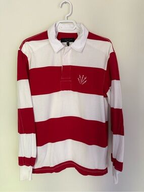 Rag & Bone Men’s Red/Ivory Regular Fit Rugby Polo Shirt Size XS